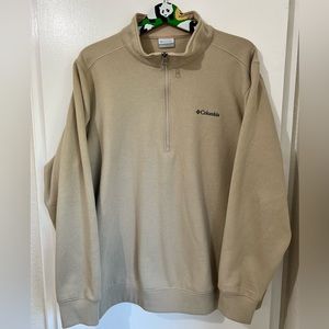 COLUMBIA HALF ZIP UP SWEATSHIRT MENS SIZE LARGE TAN CREAM